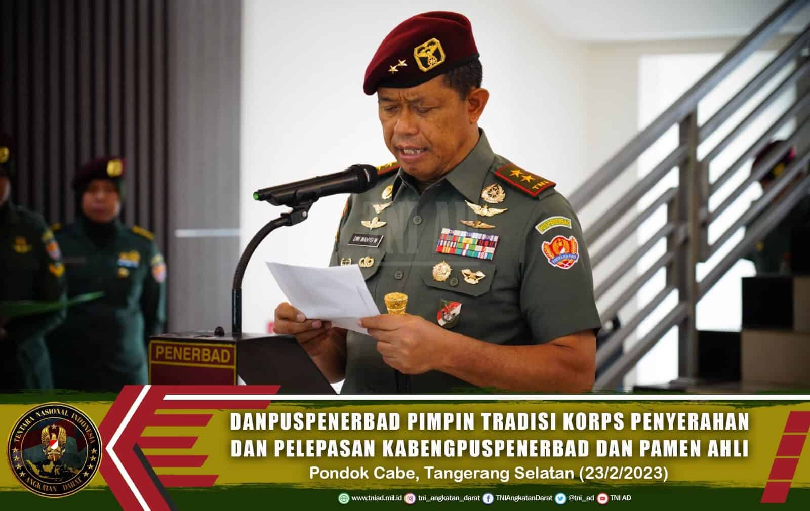 Danpuspenerbad Pimpin Acara Tradisi Korps Penyerahan Jabatan dan Pelepasan Kabengpuspenerbad dan Pamen Ahli