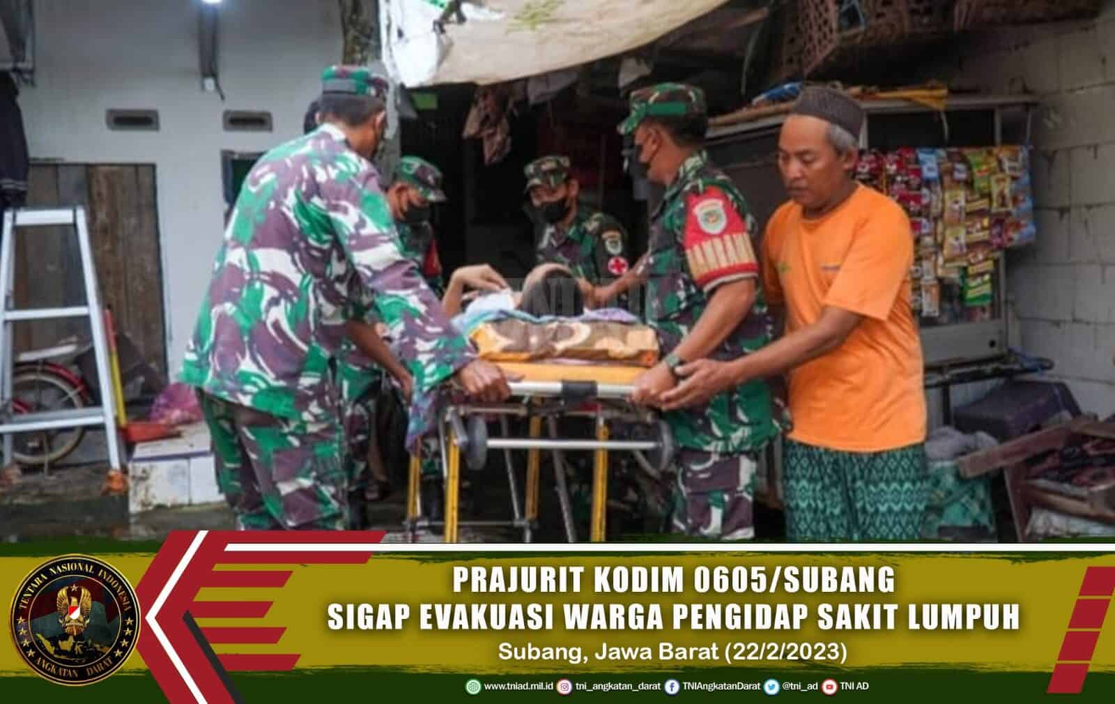 Prajurit Kodim 0605/Subang Sigap Evakuasi Warga Pengidap Sakit Lumpuh