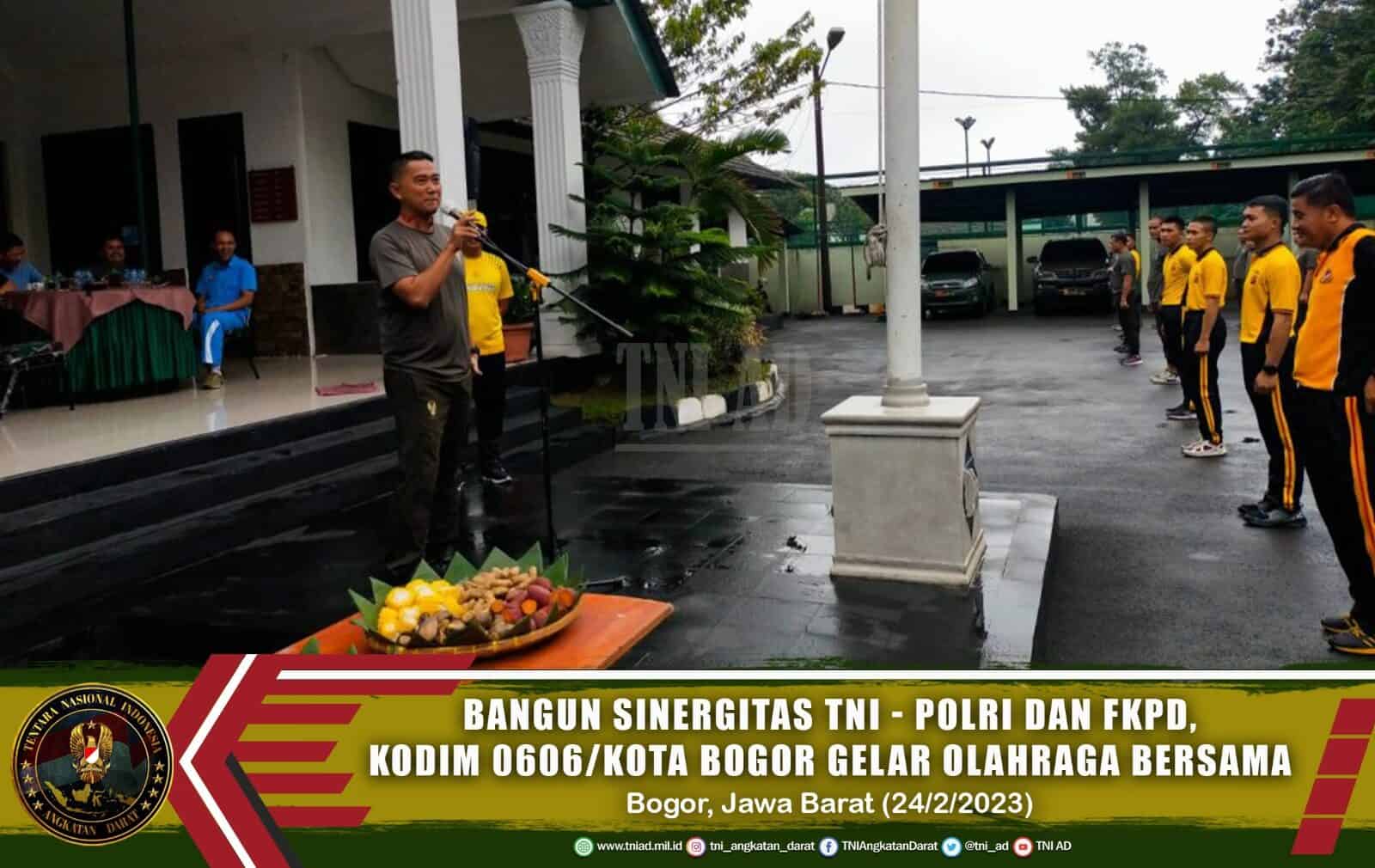Bangun Sinergitas TNI – Polri dan FKPD, Kodim 0606/Kota Bogor Gelar Olahraga Bersama