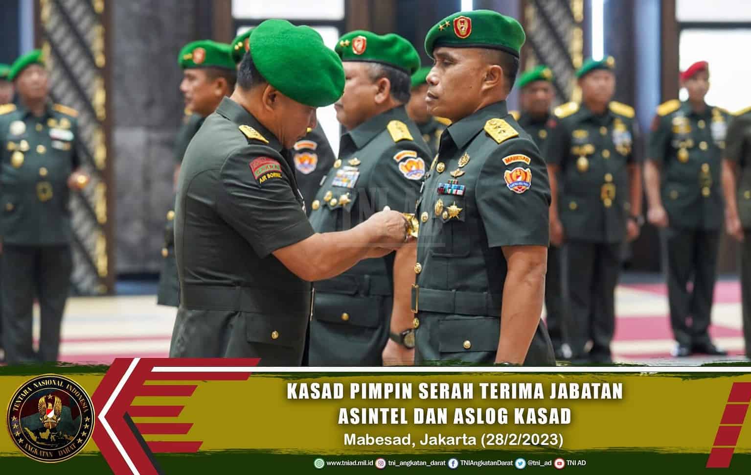 Kasad Pimpin Serah Terima Jabatan Asintel Dan Aslog Kasad