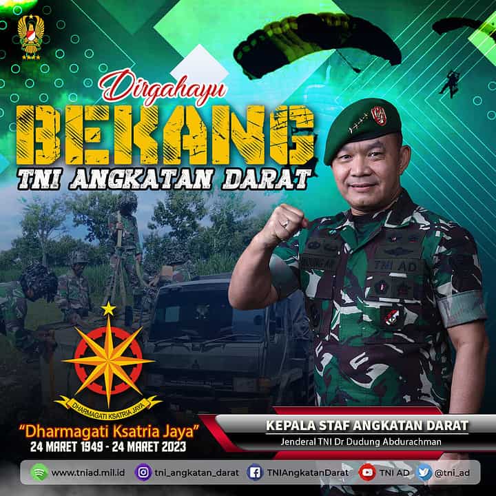 Dirgahayu Bekang TNI AD “Dharmagati Ksatria Jaya” 24 Maret 1949 – 24 Maret 2023