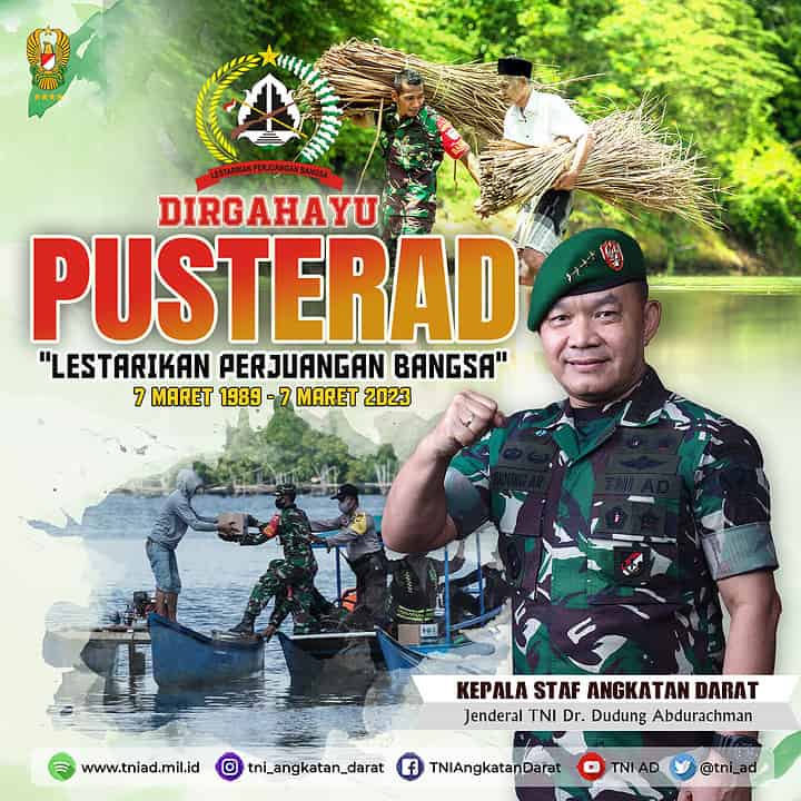 Dirgahayu Pusterad “Lestarikan Perjuangan Bangsa” 7 Maret 1989 – 7 Maret 2023