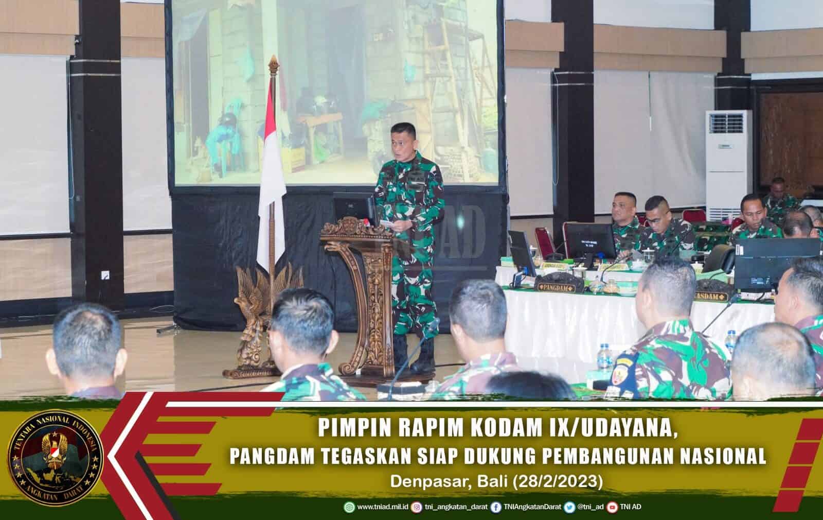 Pimpin Rapim Kodam IX/Udayana, Pangdam Tegaskan Siap Dukung Pembangunan Nasional