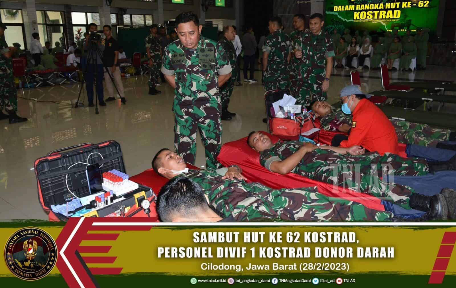 Sambut HUT Ke 62 Kostrad, Divif 1 Kostrad Gelar Donor Darah