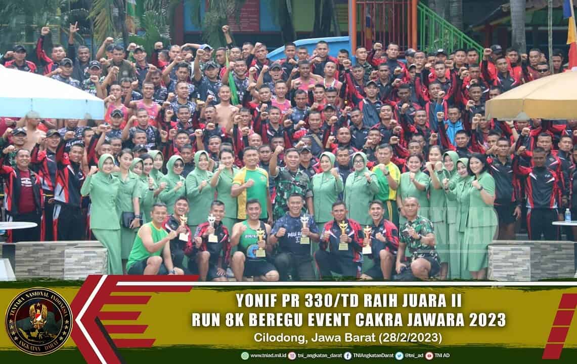 Yonif Para Raider 330/Tri Dharma Berhasil Sabet Juara 2 Run 8K Beregu Dalam Event Cakra Jawara 2023