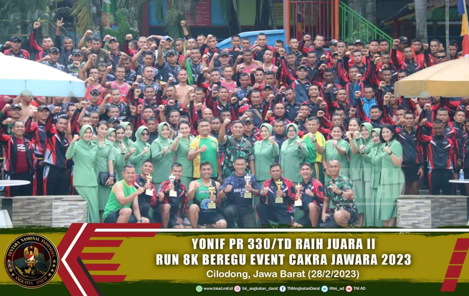 Yonif Para Raider 330/Tri Dharma Berhasil Sabet Juara 2 Run 8K Beregu Dalam Event Cakra Jawara 2023
