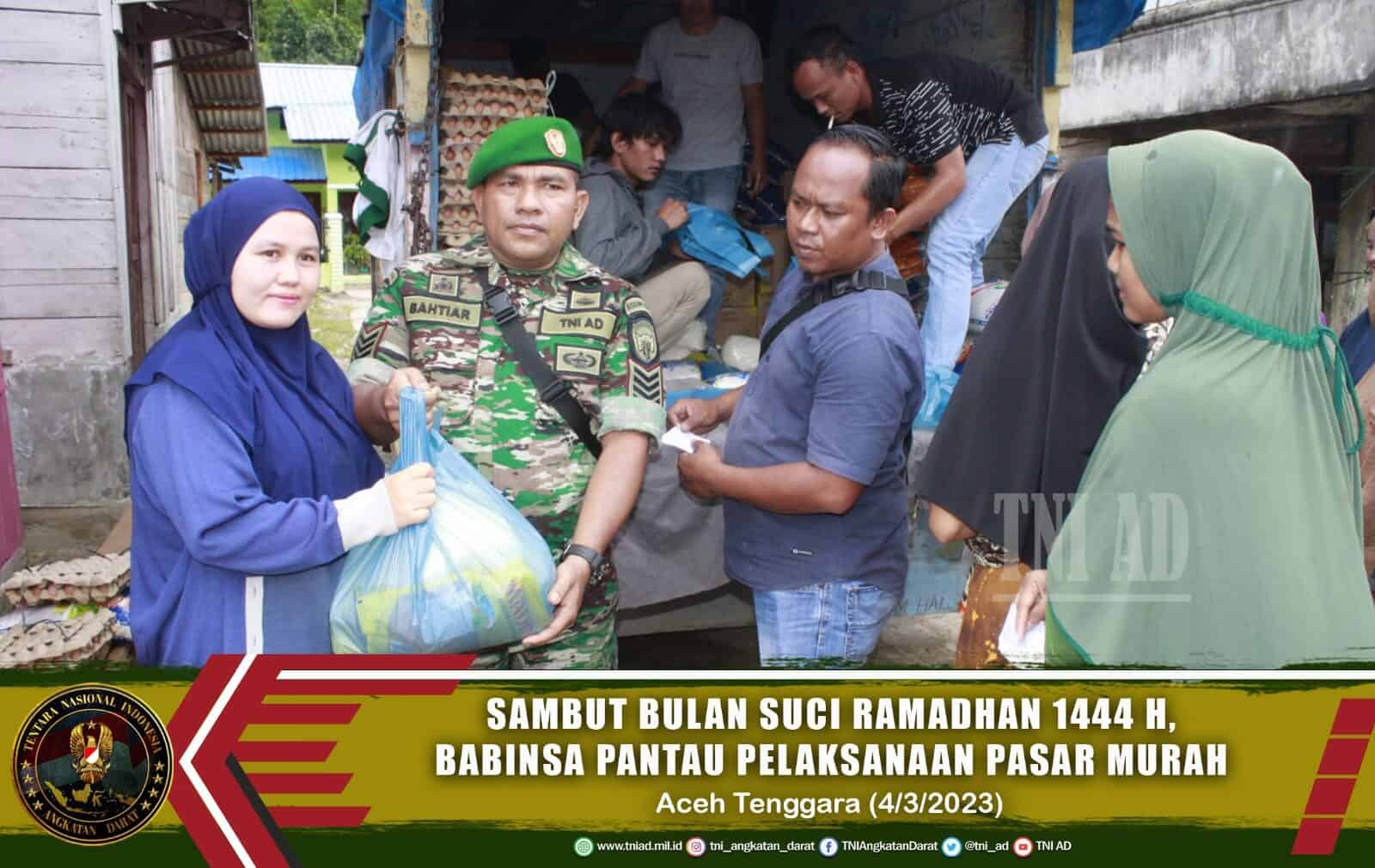 Sambut Bulan Suci Ramadhan 1444 H, Babinsa Pantau Pelaksanaan Pasar Murah