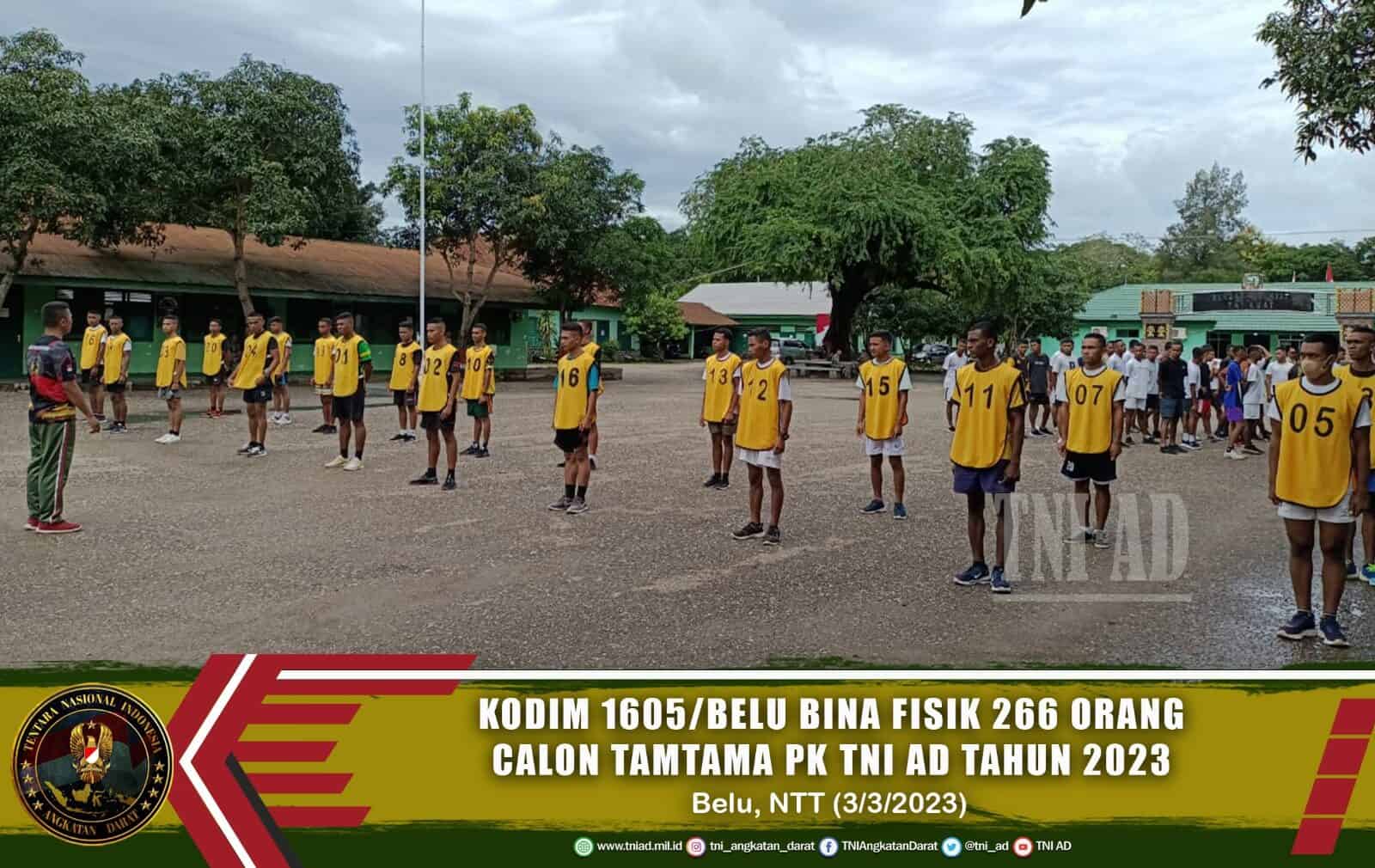 Kodim 1605/Belu Bina Fisik 266 Orang Calon Tamtama PK TNI AD Tahun 2023