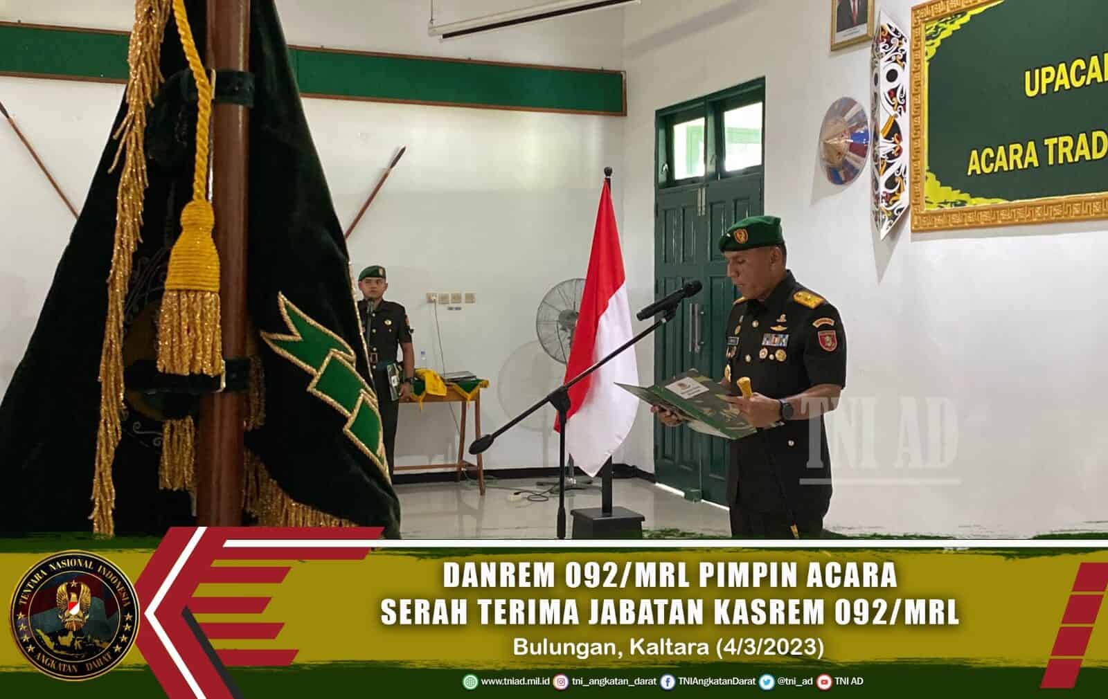 Danrem 092/Mrl Pimpin Acara Serah Terima Jabatan Kasrem 092/Mrl