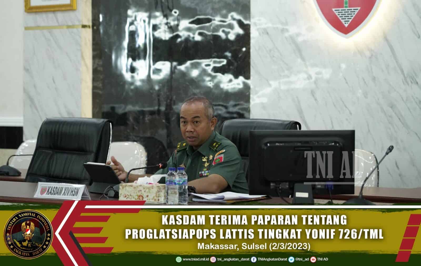 Kasdam Terima Paparan Tentang Proglatsiapops Lattis Tingkat Tim Yonif 726/Tml