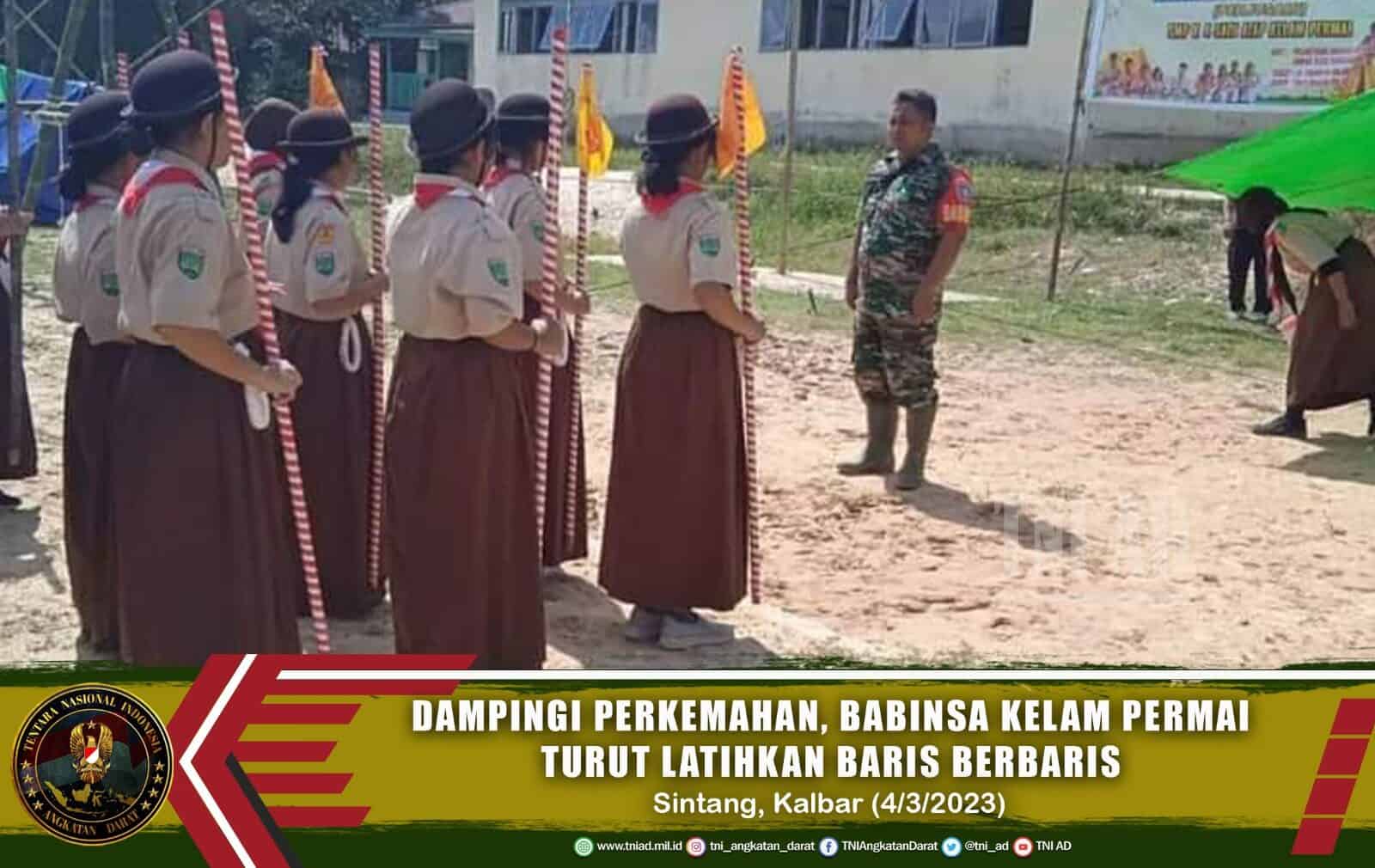 Dampingi Perkemahan, Babinsa Kelam Permai Turut Latihkan Baris Berbaris
