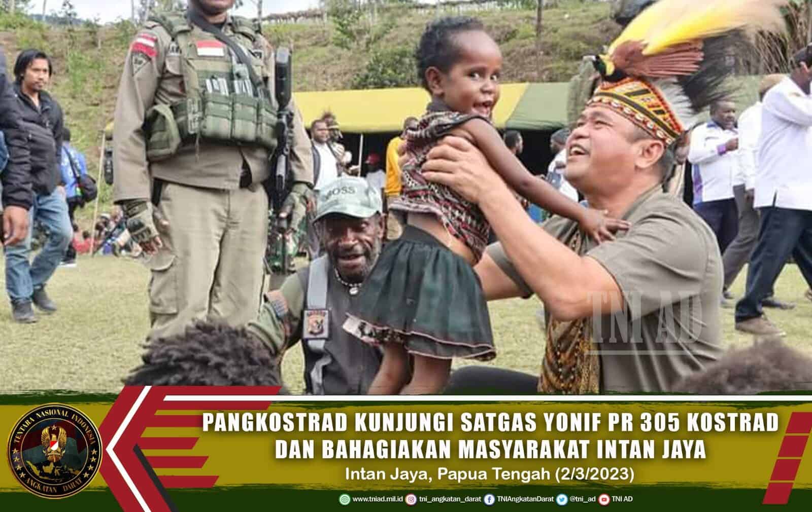 Tembus Pedalaman Papua, Pangkostrad Kunjungi Satgas Yonif PR 305 Kostrad dan Bahagiakan Masyarakat Intan Jaya