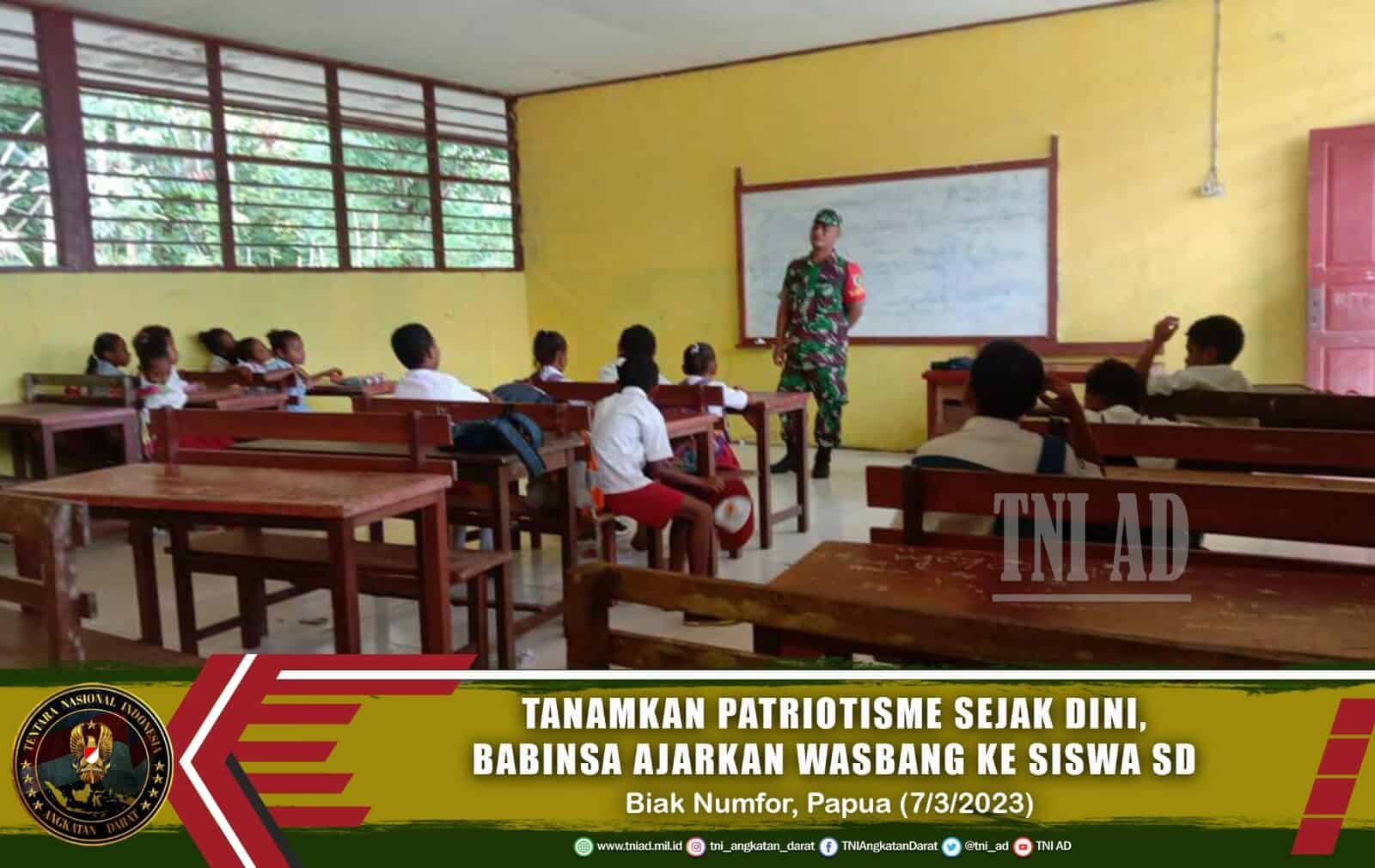 Tanamkan Patriotisme Sejak Dini, Babinsa Ajarkan Wasbang ke Siswa SD