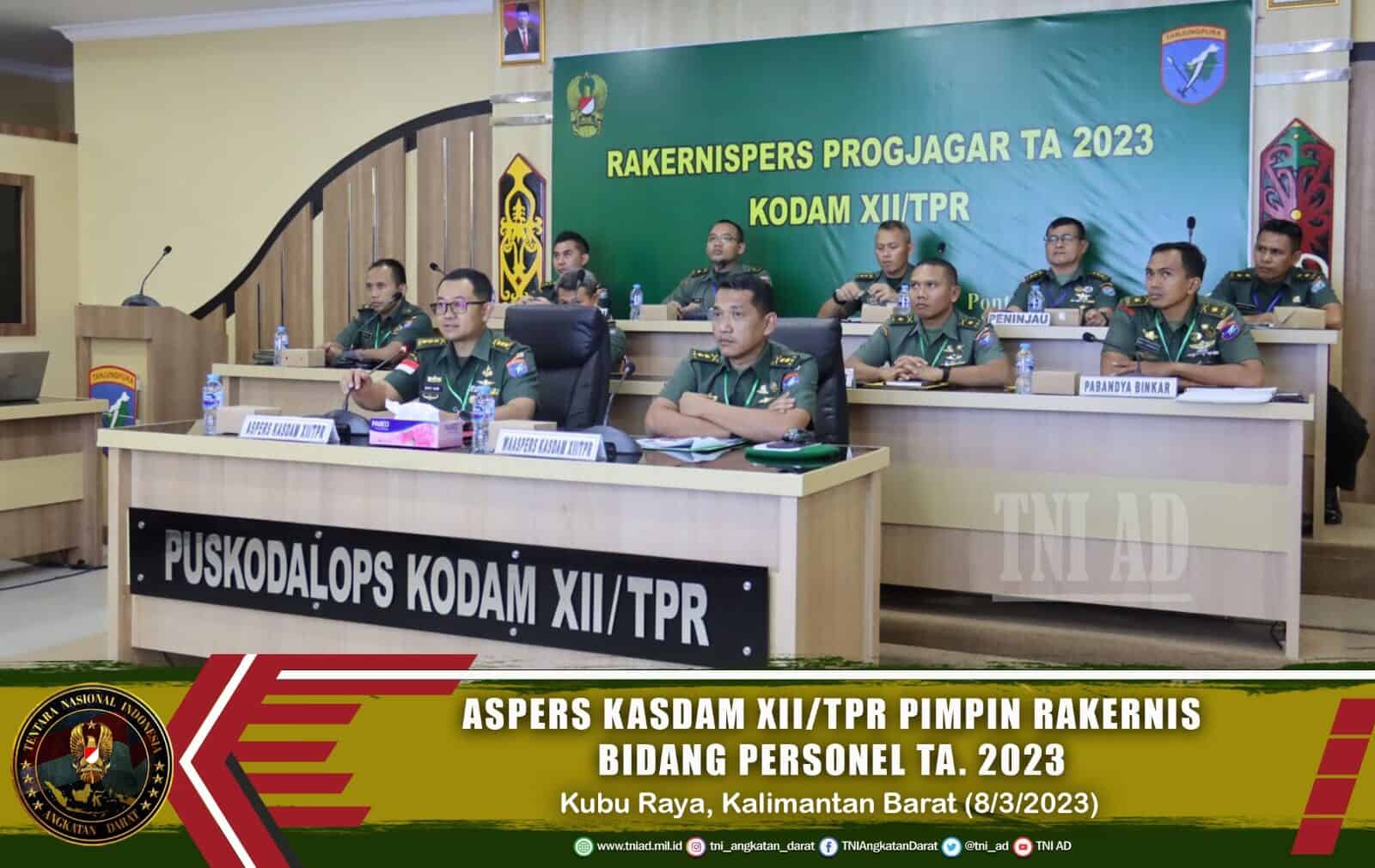Aspers Kasdam XII/Tpr Pimpin Rakernis Bidang Personel TA 2023.