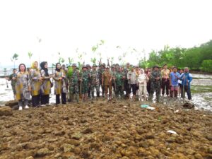 Pulihkan Sumber Daya Alam dan Cegah Abrasi Pantai, Kodim 1412/Kolaka Melaksanakan Penanaman Pohon Mangrove