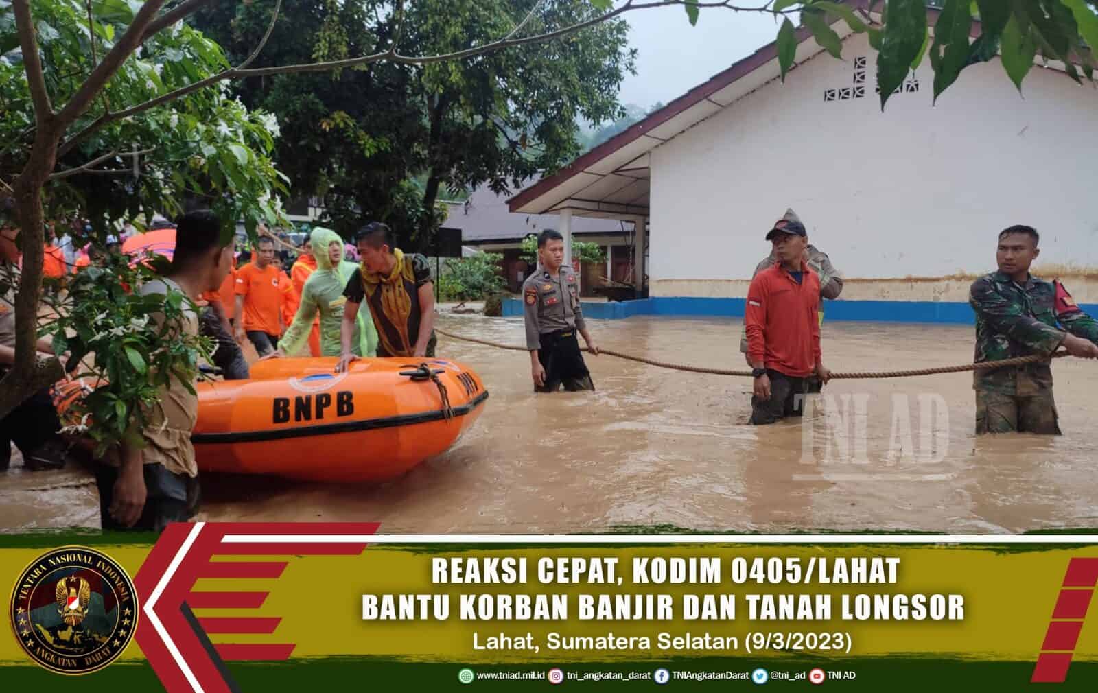 Reaksi Cepat, Kodim 0405/Lahat Bantu Korban Banjir dan Tanah Longsor