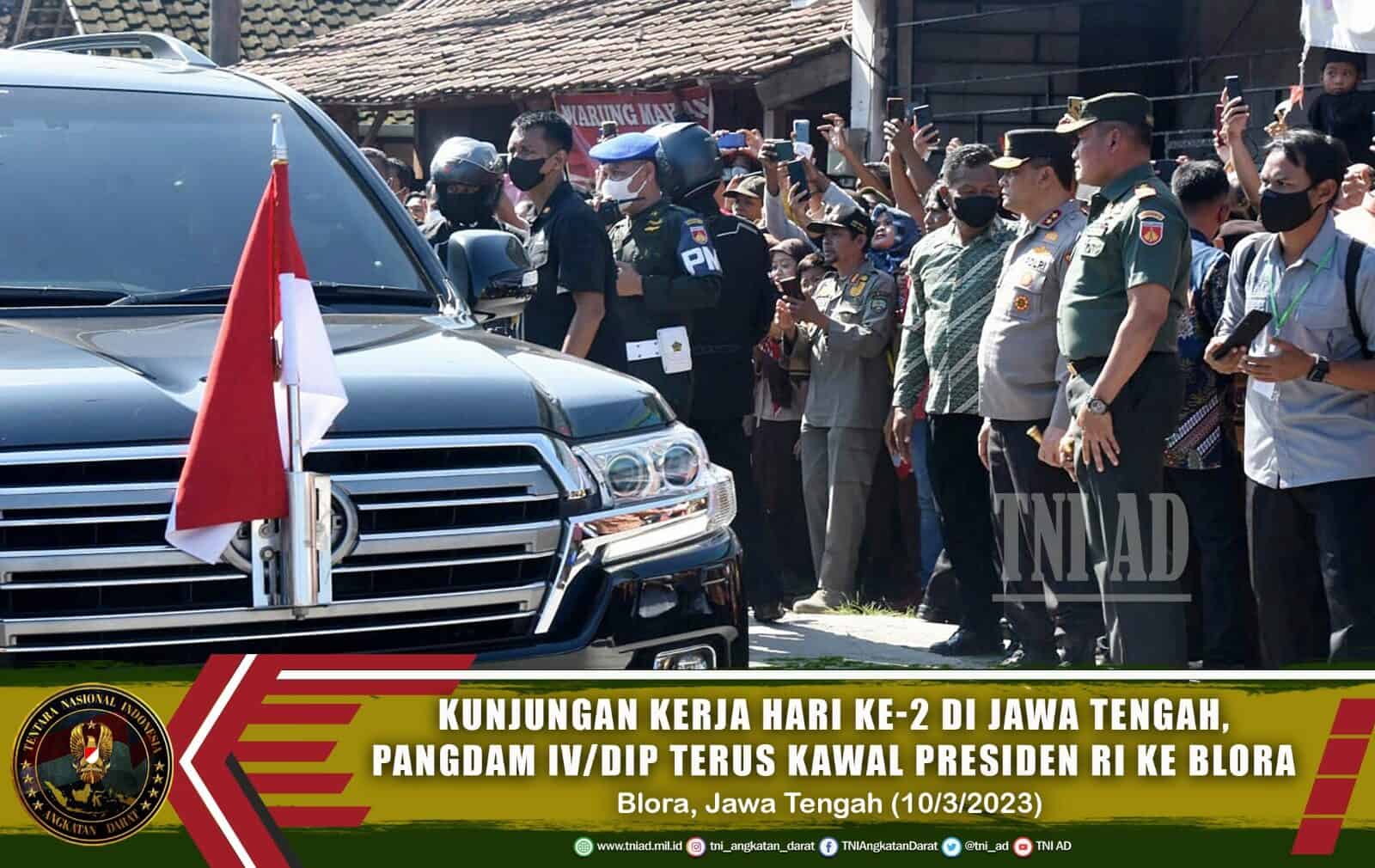 Kunjungan Kerja Hari Ke-2 Di Jawa Tengah, Pangdam IV/Diponegoro Terus Kawal Presiden RI ke Kab. Blora