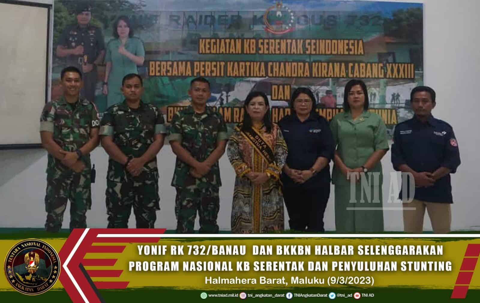 Yonif RK 732/Banau dan BKKBN Halbar Selenggarakan Program Nasional KB Serentak dan Penyuluhan Stunting