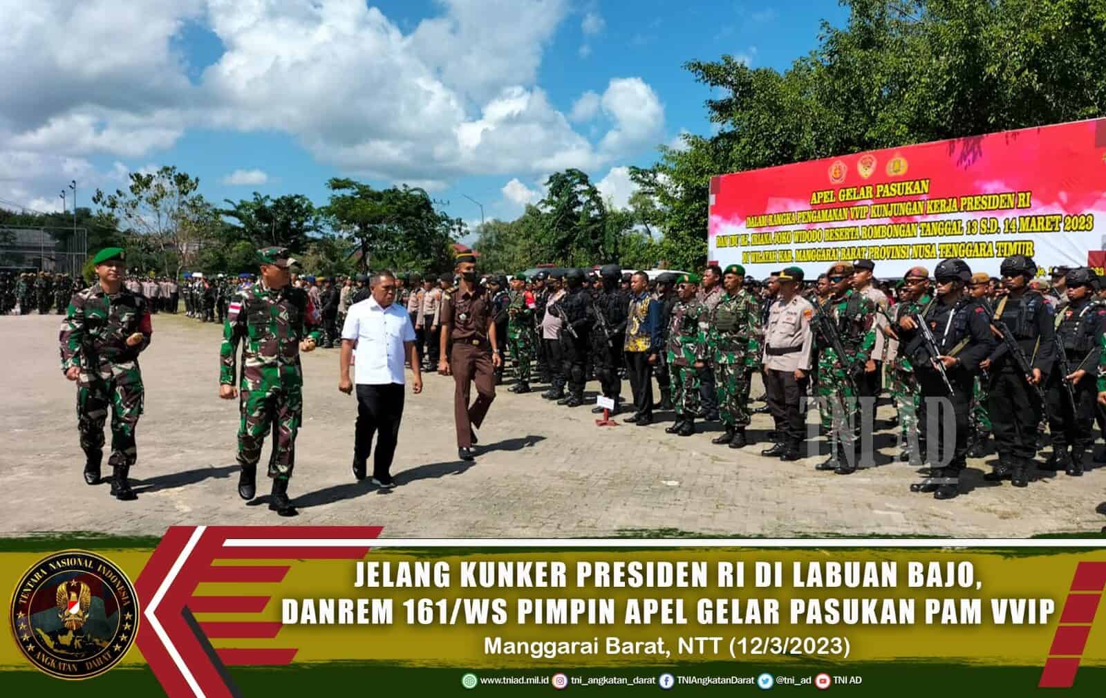 Jelang Kunker Presiden RI di Labuan Bajo, Danrem 161/WS Pimpin Apel Gelar Pasukan Pam VVIP