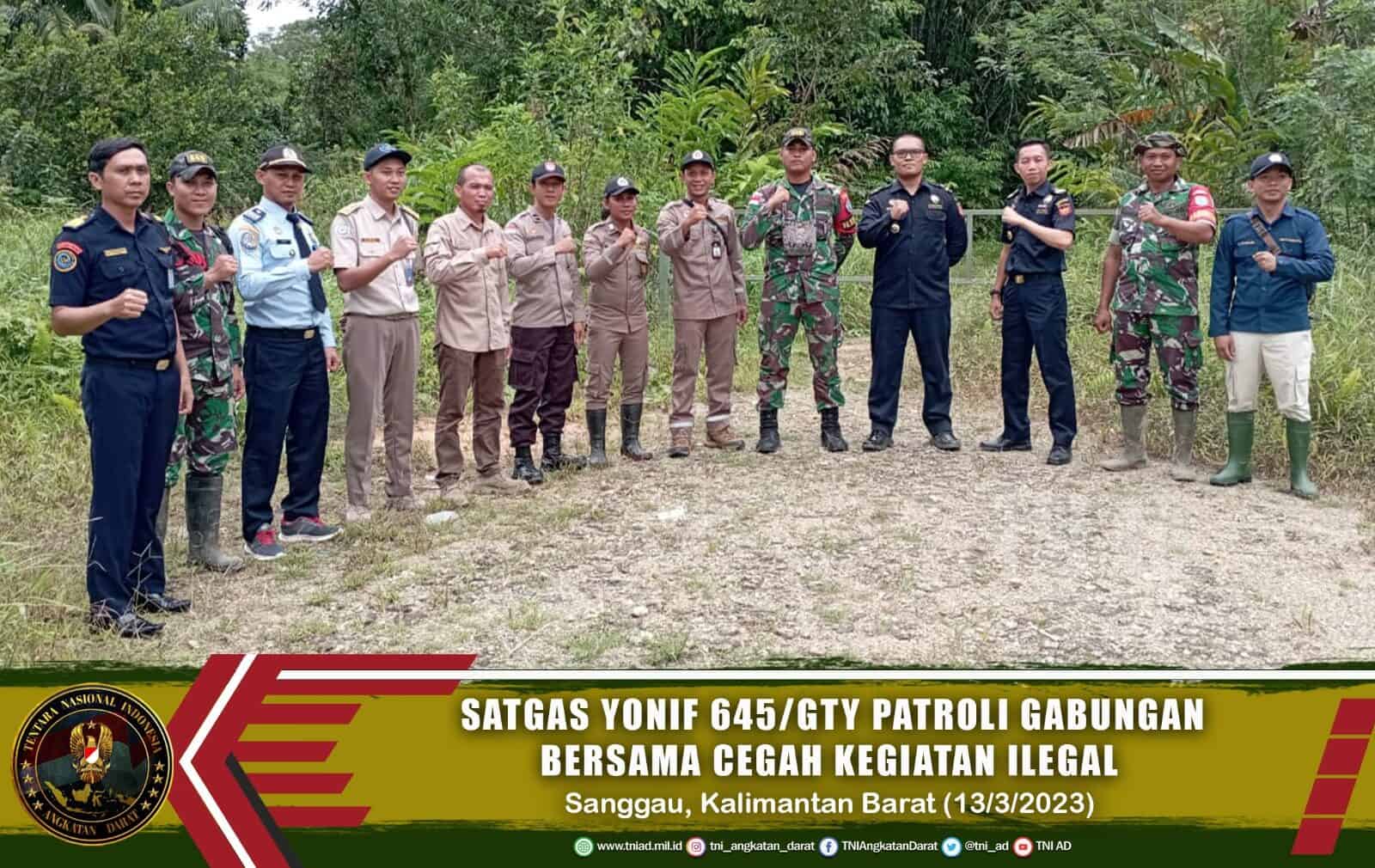 Satgas Pamtas Yonif 645/GTY Patroli Gabungan CIQS dan TNI-Polri Perbatasan RI-Malaysia