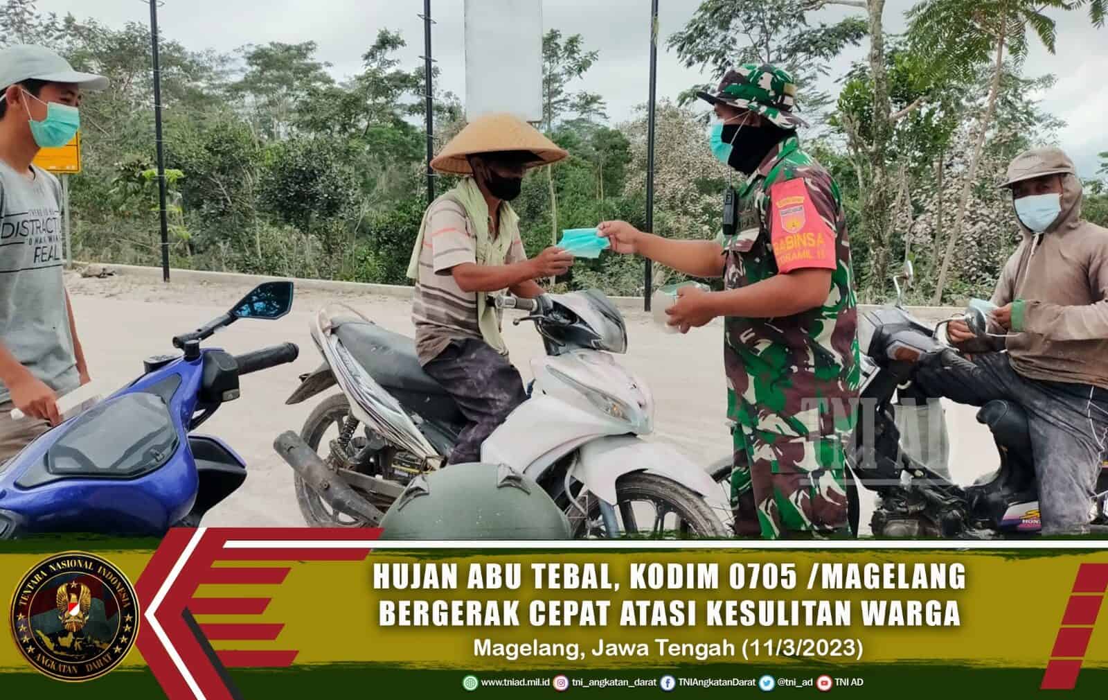 Hujan Abu Tebal, Kodim 0705/ Magelang Bergerak Cepat Atasi Kesulitan Warga