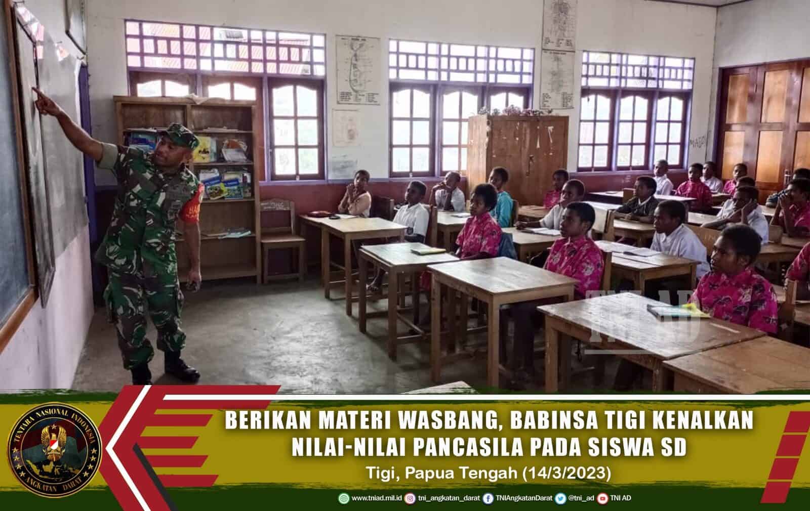 Berikan Materi Wasbang Babinsa Tigi Kenalkan Nilai Nilai Pancasila