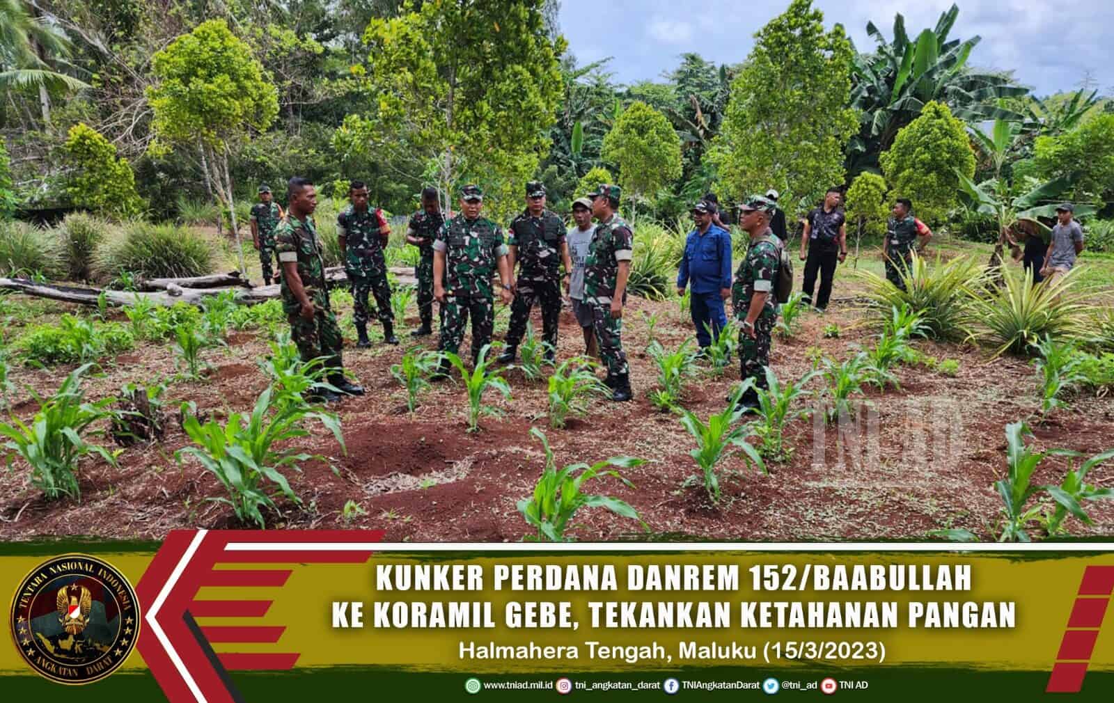 Kunker Perdana, Danrem 152/Baabullah ke Koramil Paling Timur Berbatasan Provinsi Papua Barat, Tekankan Ketahanan Pangan