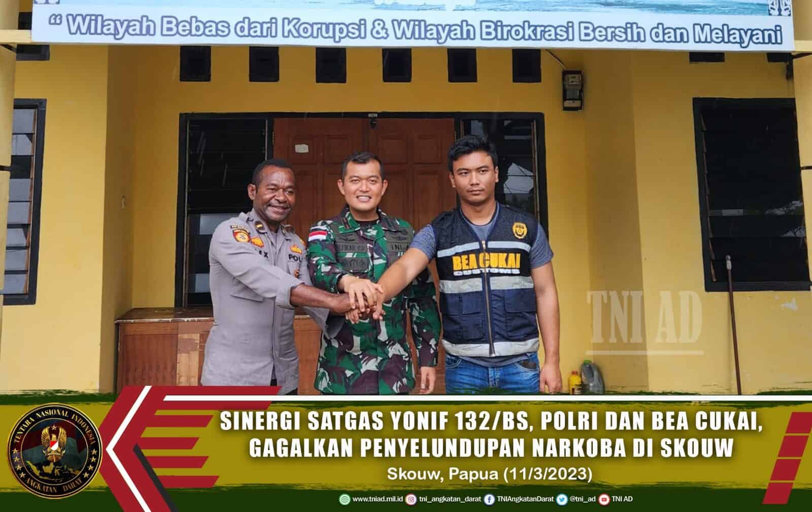 Sinergitas TNI-Polri dan Bea Cukai di Perbatasan Papua Berhasil Menggagalkan Penyelundupan 4,25 Kg Ganja