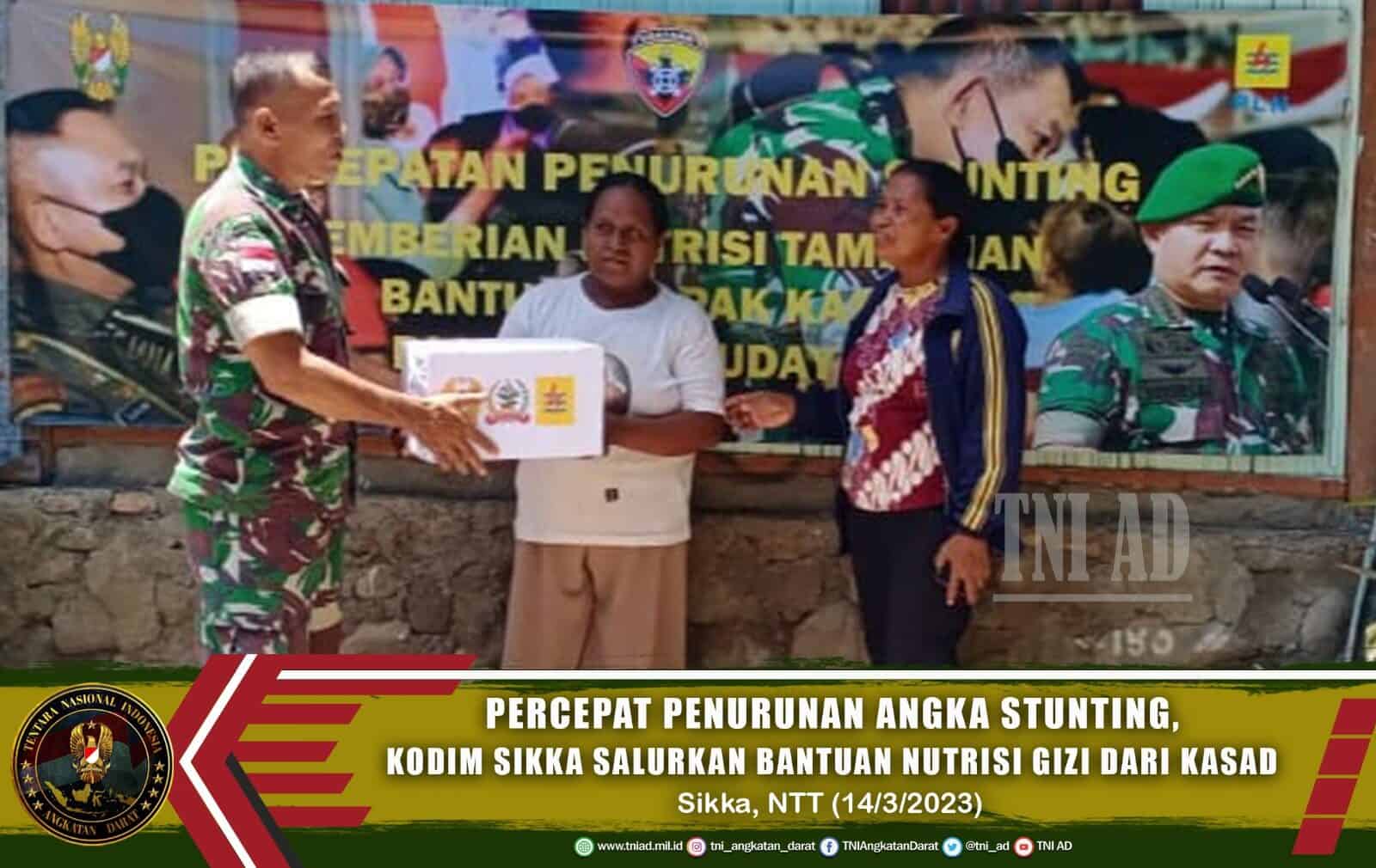 Percepat Penurunan Angka Stunting, Kodim Sikka Salurkan Bantuan Nutrisi Gizi dari Kasad