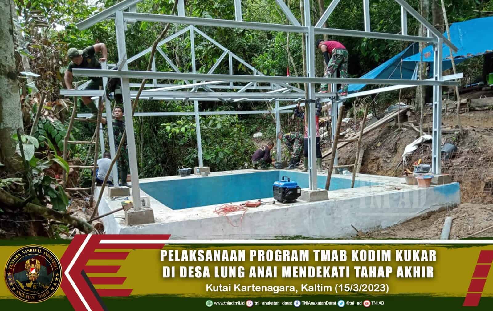 Pelaksanaan Program TMAB Kodim Kukar di Desa Lung Anai Mendekati Tahap Akhir