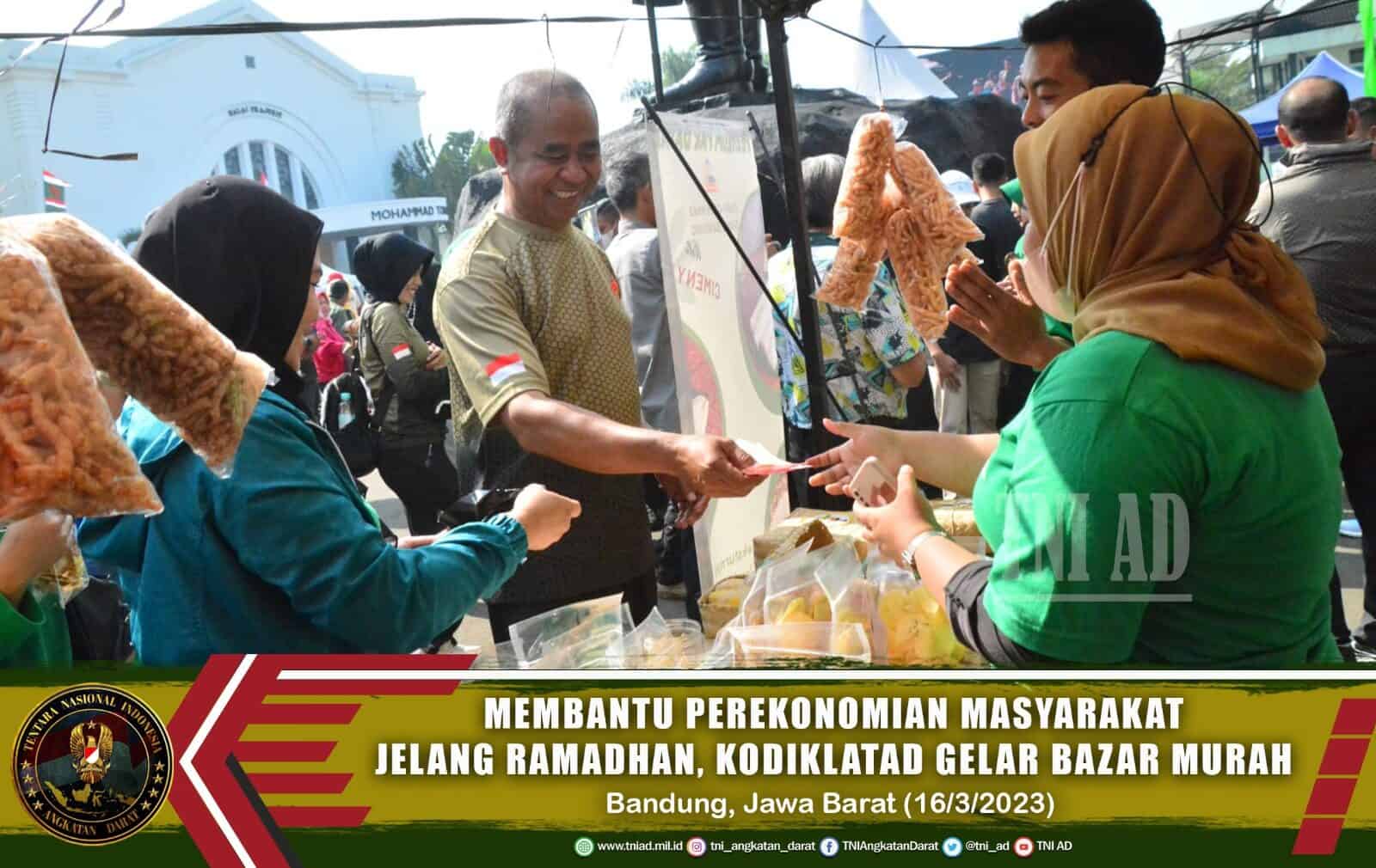 Membantu Perekonomian Masyarakat Jelang Ramadhan, Kodiklatad Gelar Bazar Murah