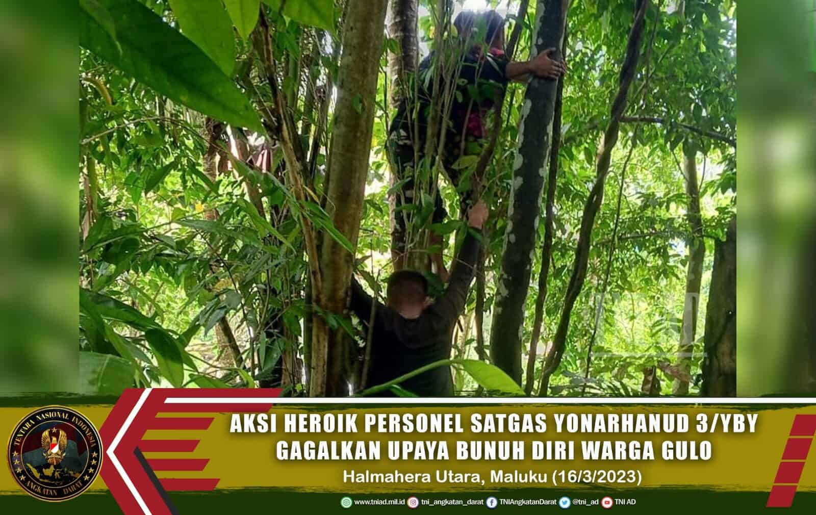 Aksi Heroik Personel Personel Satgas Yonarhanud 3/YBY Gagalkan Upaya Bunuh Diri Warga Gulo