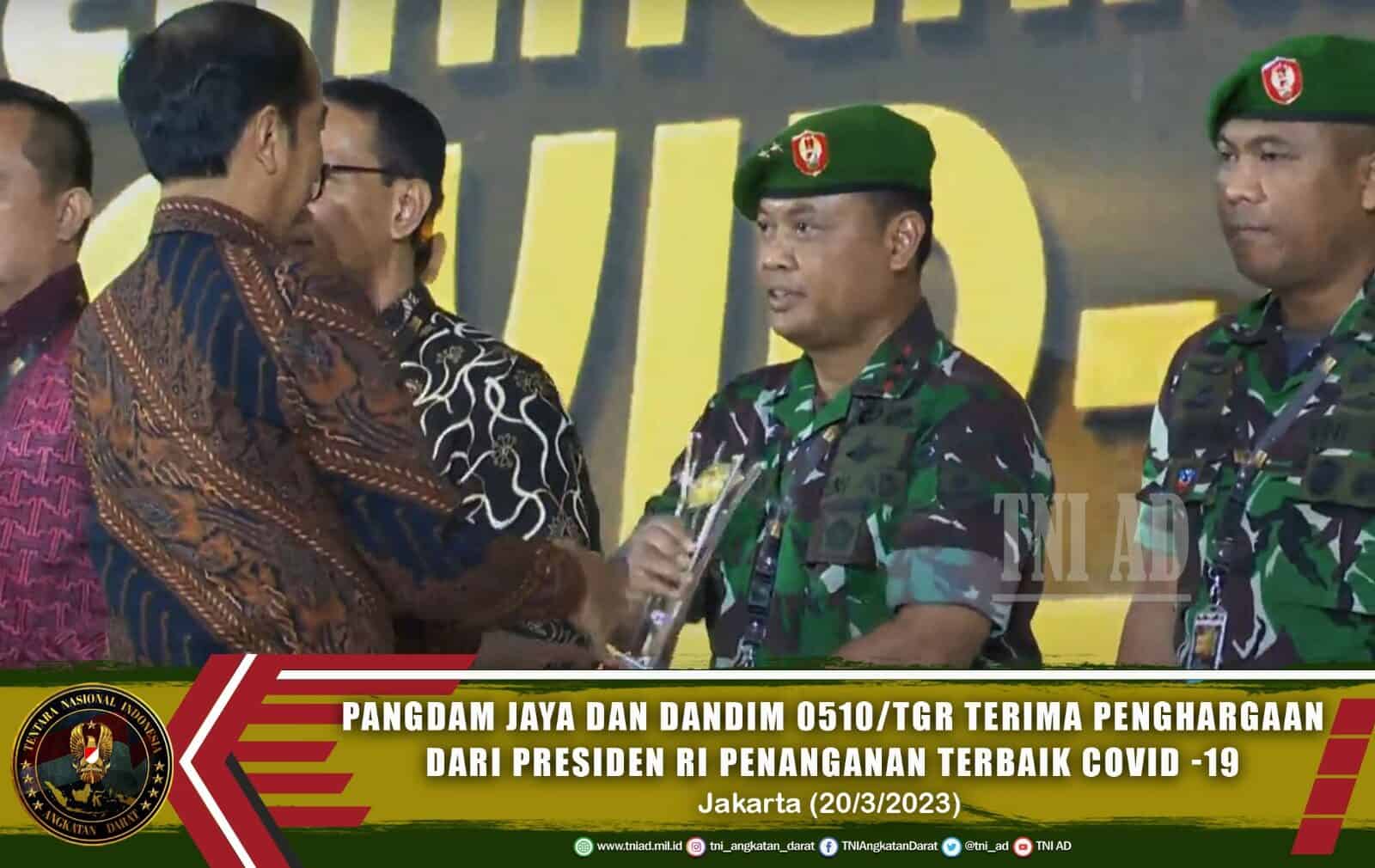 Pangdam Jaya dan Dandim 0510/Tigaraksa Terima Penghargaan Dari Presiden RI Penanganan Covid-19 Terbaik