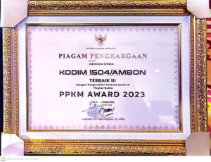 Jajaran Kodam Pattimura Raih Kodim Terbaik III Se-Indonesia pada PPKM Award 2023