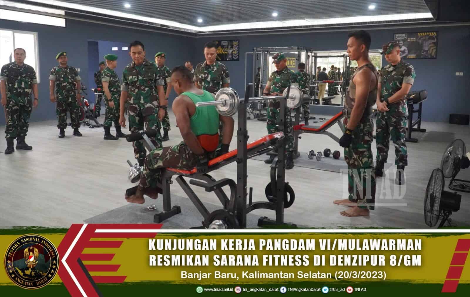 Kunjungan Kerja, Pangdam VI/Mlw Resmikan Sarana Fitness di Satuan Denzipur 8/GM