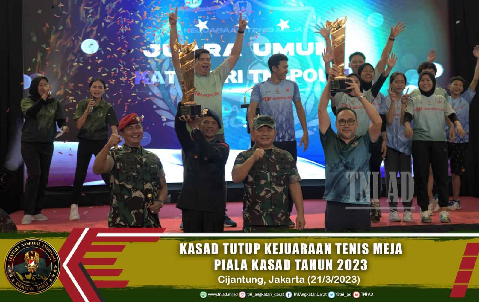 Kasad Tutup Kejuaran Tenis Meja Piala Kasad 2023