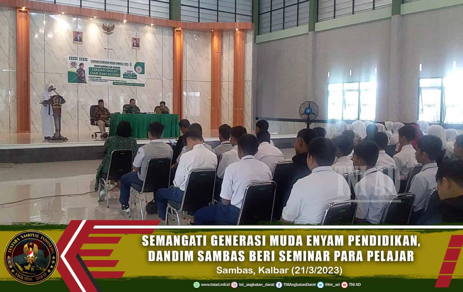 Semangati Generasi Muda Enyam Pendidikan, Dandim Sambas Beri Seminar Para Pelajar