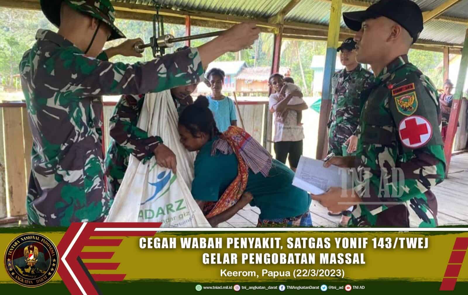 Cegah Wabah Penyakit, Satgas Yonif 143/TWEJ Gelar Pengobatan Di Perbatasan RI-PNG