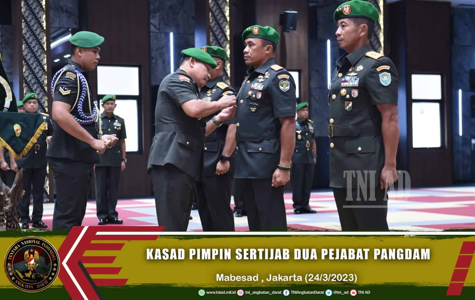 Kasad Pimpin Sertijab Dua Pejabat Pangdam