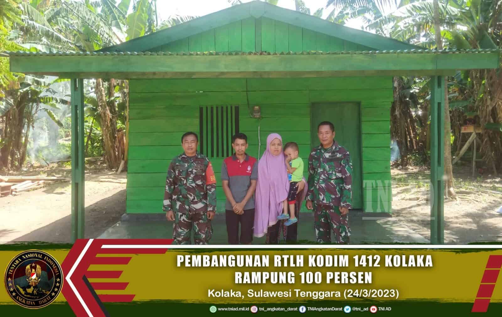 Pembangunan Rumah Tidak Layak Huni (RTLH) Kodim 1412/Kolaka Koramil 04/Kolaka Rampung 100 Persen