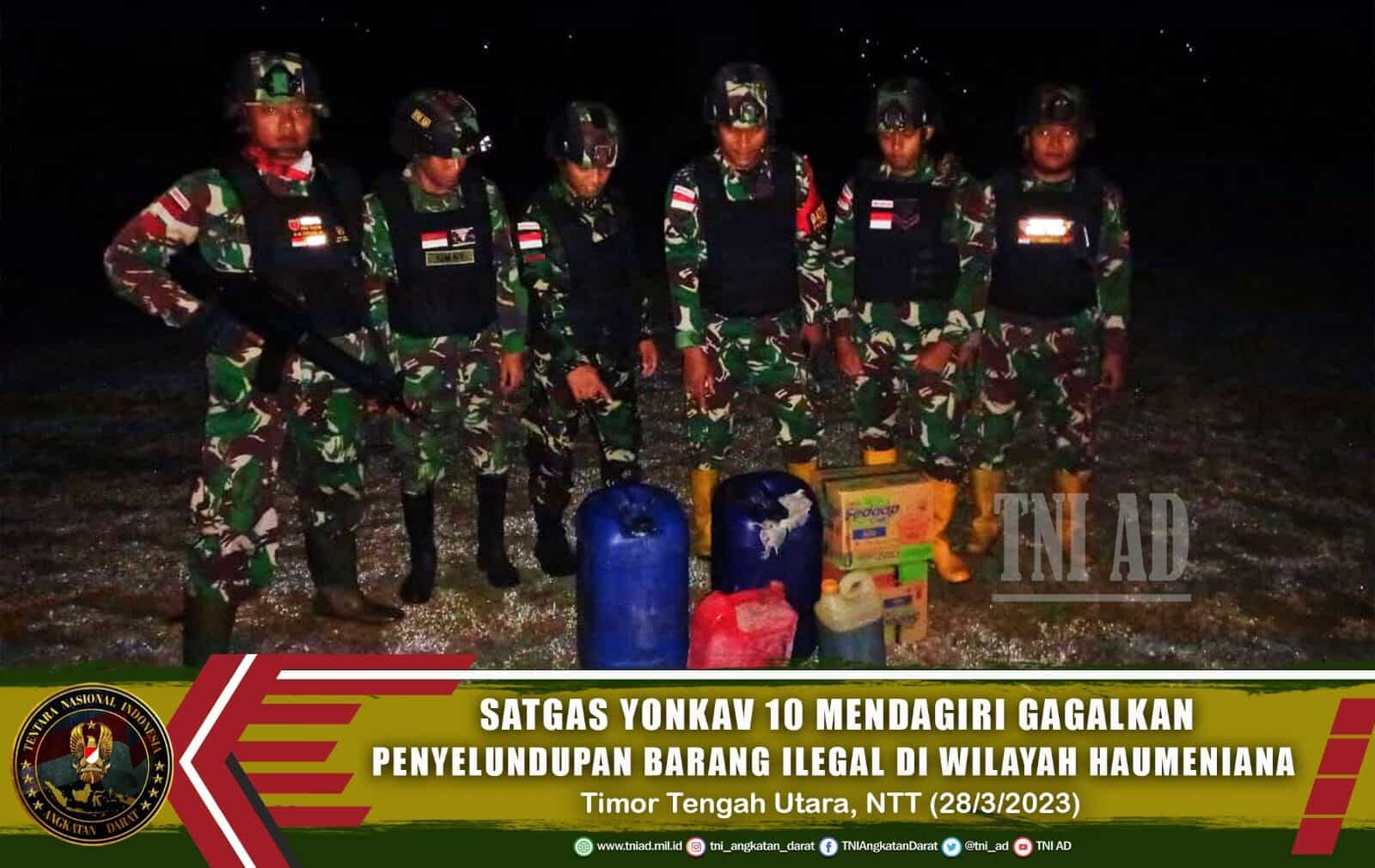 Satgas Yonkav 10/Mendagiri Gagalkan Penyelundupan Barang Ilegal di Wilayah Haumeniana