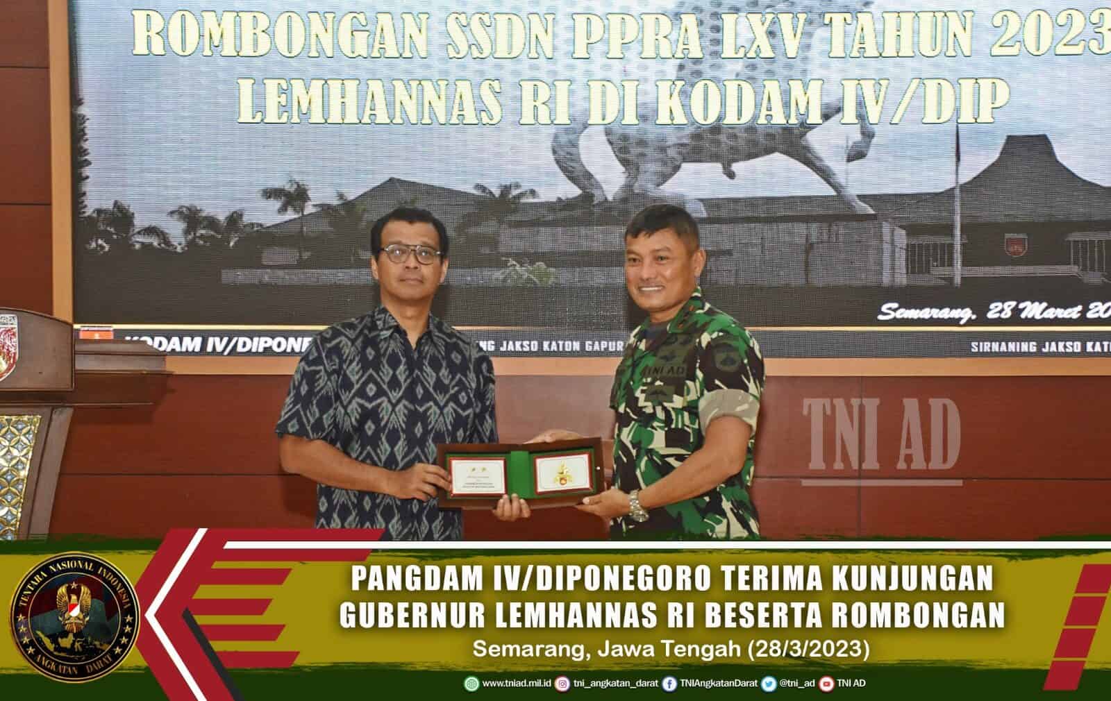 Pangdam IV/Diponegoro Terima Kunjungan Gubernur Lemhannas RI Beserta Rombongan
