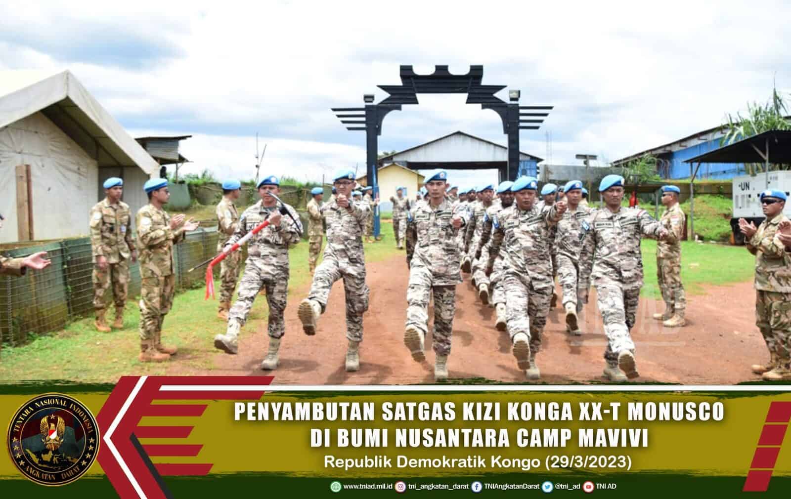 Penyambutan Satgas Kizi XX-T Kontingen Garuda Di Bumi Nusantara Camp Mavivi, Kongo