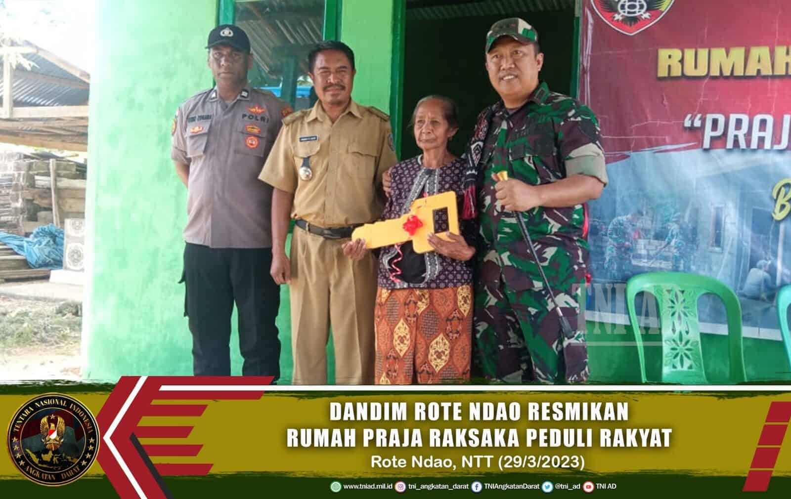 Tumbuhkan Semangat Kemanunggalan TNI-Rakyat, Dandim Rote Ndao Resmikan Rumah Praja Raksaka Peduli Rakyat