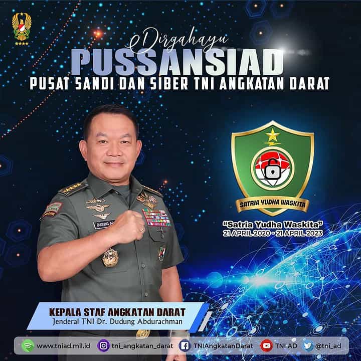 Dirgahayu Pusat Sandi Dan Siber TNI Angkatan Darat “Satria Yudha Waskita” 21 April 1953 – 21 April 2023