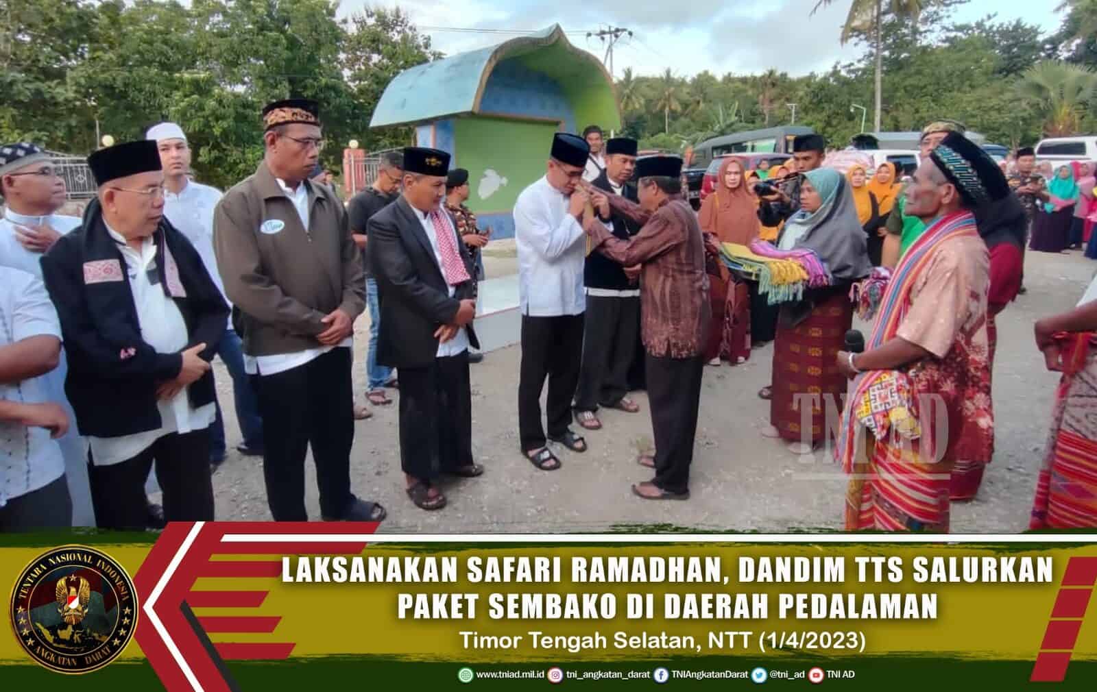 Laksanakan Safari Ramadhan, Dandim TTS Salurkan Paket Sembako di Daerah Pedalaman