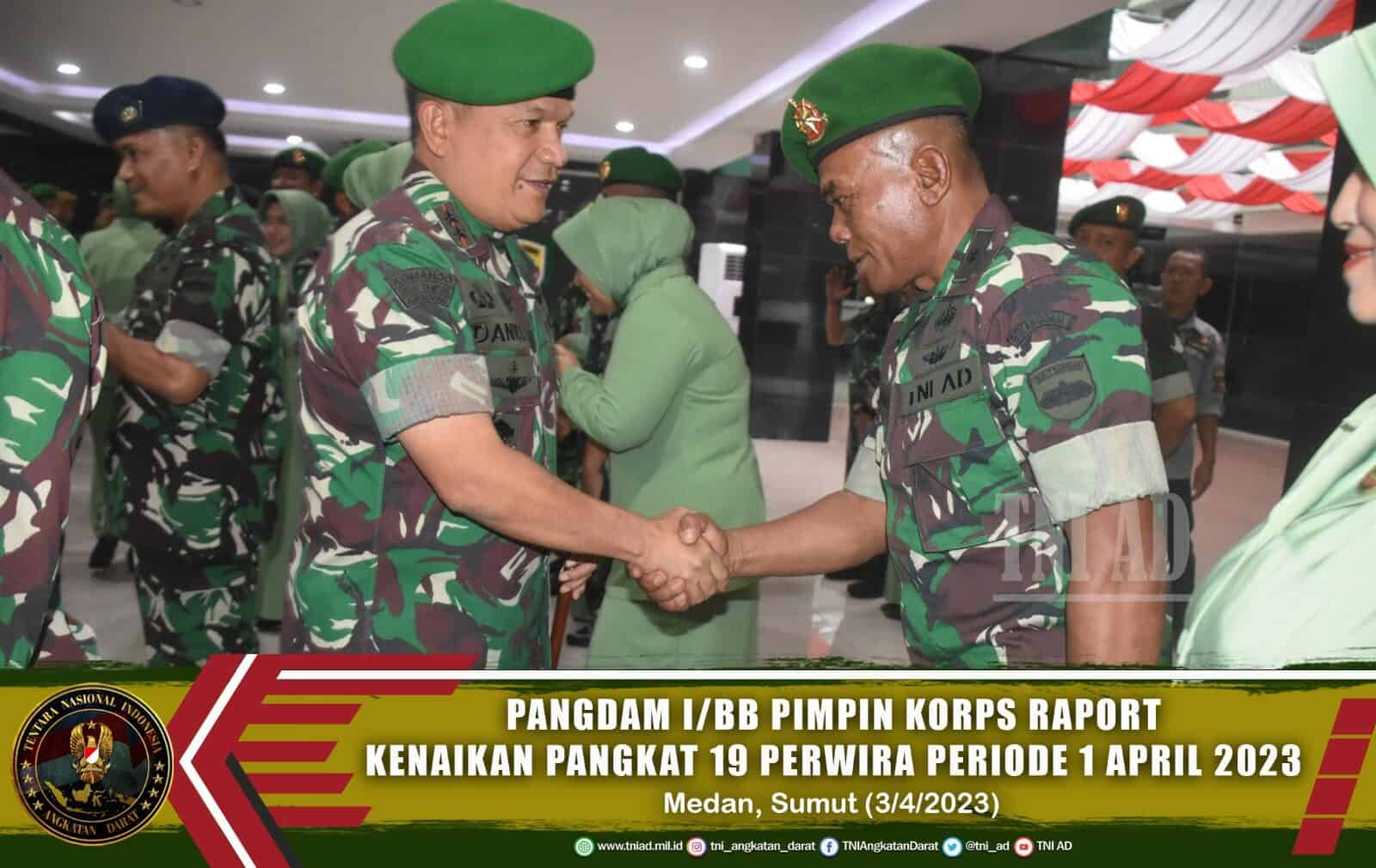 Pangdam I/BB Pimpin Korps Raport Kenaikan Pangkat 19 Perwira Periode 1 April 2023