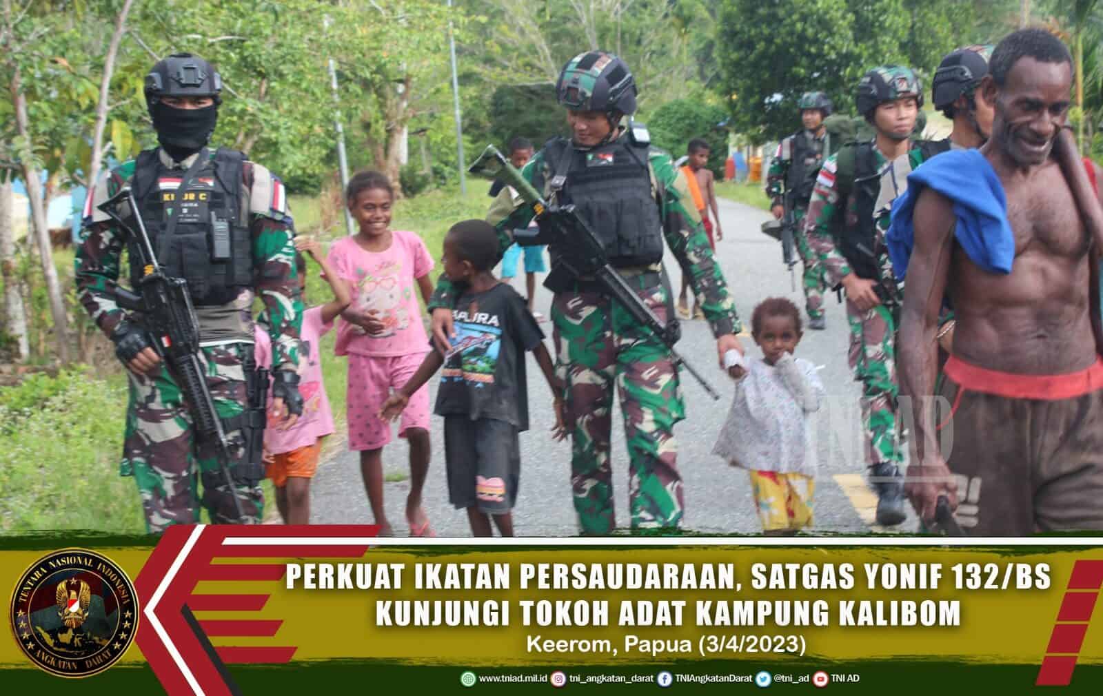 Perkuat Ikatan Persaudaraan, Satgas Yonif 132/BS Kunjungi Tokoh Adat Kampung Kalibom