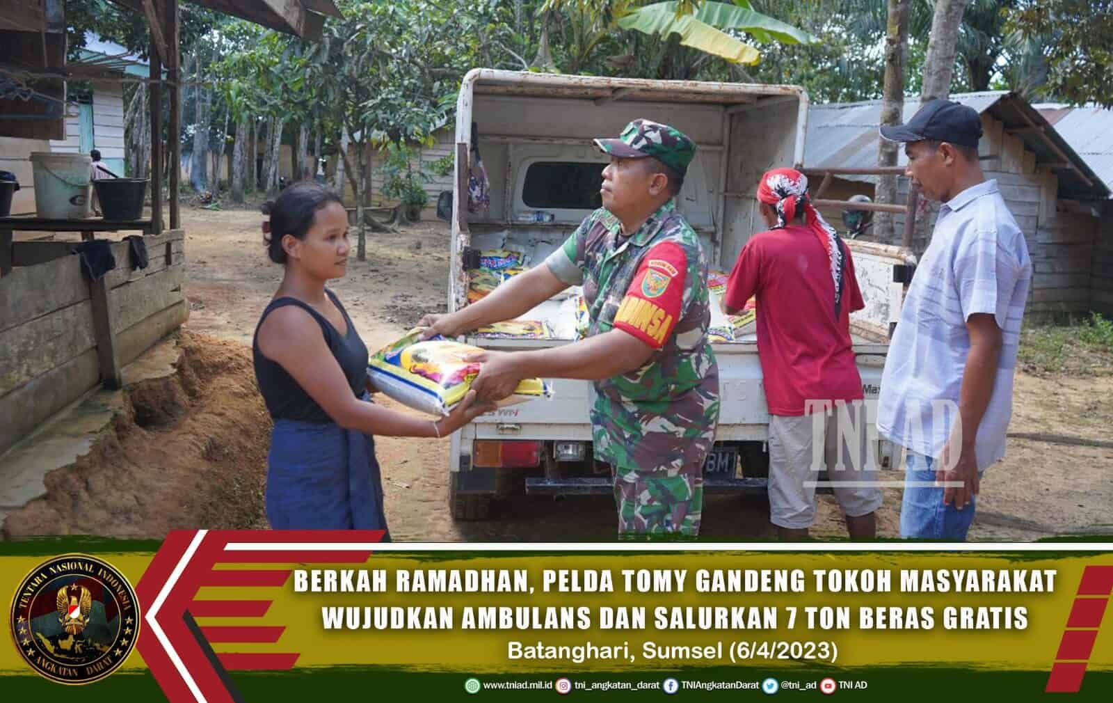 Berkah Ramadhan, Peltu Tomy Gandeng Tokoh Masyarakat Wujudkan Ambulans dan Salurkan 7 Ton Beras Gratis