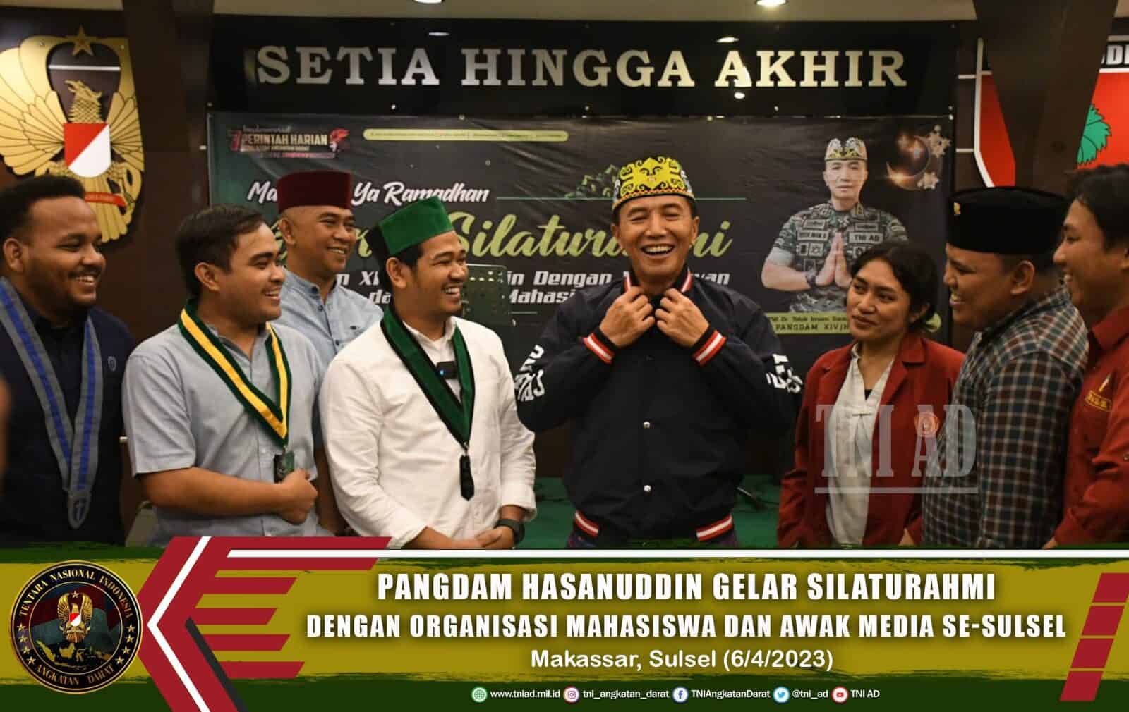 Pangdam Hasanuddin Gelar Silaturahmi, Berikan Bantuan Lebaran dan Sholat Berjamaah dengan Organisasi Mahasiswa dan Awak Media Se-Sulsel